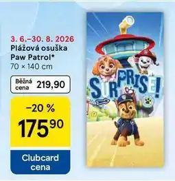 Tesco Plážová osuška Paw Patrol, 70 x 140 cm nabídka