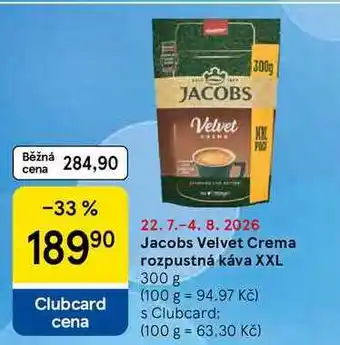 Tesco Jacobs Velvet Crema rozpustná káva XXL nabídka