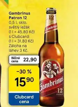 Tesco Gambrinus Patron 12, 0,5 l, sklo, světlý ležák nabídka