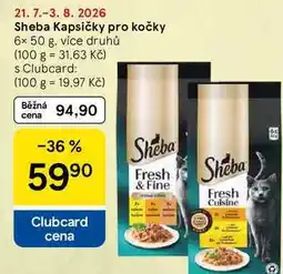 Tesco Sheba Kapsičky pro kočky, 6x 50 g, více druhů nabídka