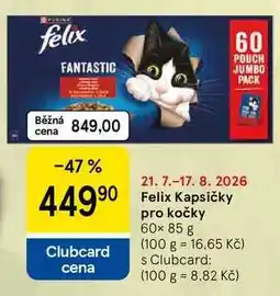 Tesco Felix Kapsičky pro kočky, 60× nabídka