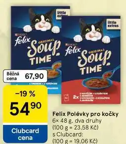 Tesco Felix Polévky pro kočky, 6x 48 g, dva druhy nabídka