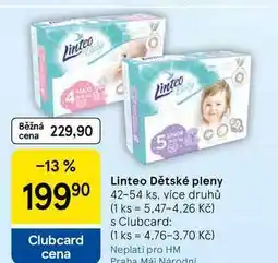 Tesco Linteo Dětské pleny, 42-54 ks, více druhů nabídka