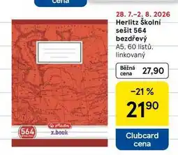 Tesco Herlitz Školní sešit 564 bezdřevý A5, 60 listů, linkovaný nabídka