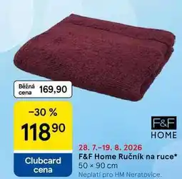 Tesco F&F Home Ručník na ruce, 50 x 90 cm nabídka
