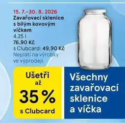 Tesco Zavařovací sklenice s bílým kovovým víčkem nabídka