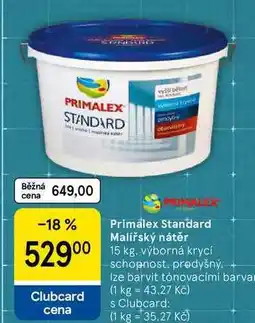 Tesco Primalex Standard Malířský nátěr, 15 kg. výborná krycí schopnost, prodyšný nabídka