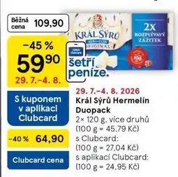 Tesco Král sýrů Hermelín duopack nabídka