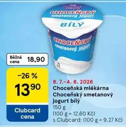Tesco Choceňská mlékárna Choceňský smetanový jogurt bílý nabídka