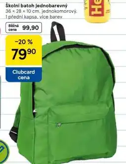 Tesco Školní batoh jednobarevný nabídka