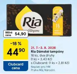 Tesco Ria dámské tampony nabídka