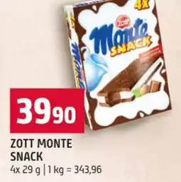 Terno Zott monte snack nabídka