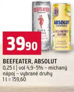 Terno Beefeater, Absolut nabídka