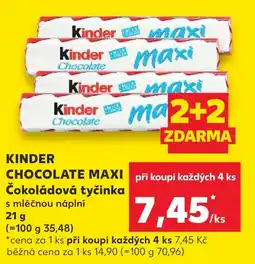 Kaufland KINDER CHOCOLATE MAXI Čokoládová tyčinka nabídka