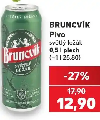 Kaufland BRUNCVÍK Pivo světlý ležák nabídka