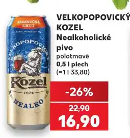 Kaufland VELKOPOPOVICKÝ KOZEL Nealkoholické pivo polotmavé nabídka
