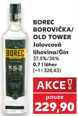 Kaufland BOREC BOROVIČKA/ OLD TOWER Jalovcová lihovina/Gin 37,5%/38% nabídka