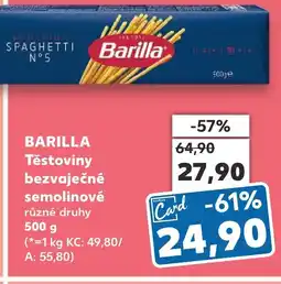 Kaufland BARILLA Těstoviny bezvaječné semolinové nabídka