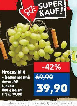 Kaufland Hrozny bílé bezsemenné nabídka