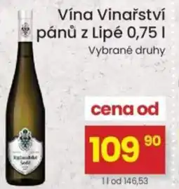 Kubík potraviny Vína Vinařství pánů z Lipé nabídka