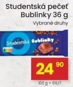 Kubík potraviny Studentská pečeť Bublinky nabídka