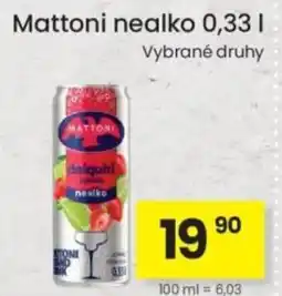 Kubík potraviny Mattoni nealko nabídka