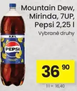 Kubík potraviny Mountain Dew, Mirinda, 7UP, Pepsi nabídka