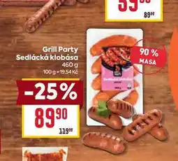 Billa Grill Party Sedlácká klobása nabídka