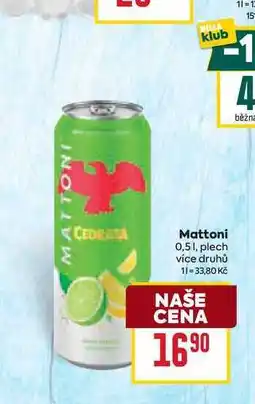 Billa Mattoni 0,51, plech nabídka