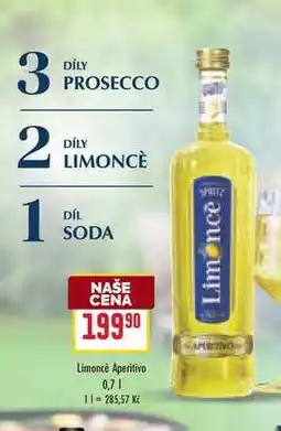 Billa Limoncé Aperitivo nabídka