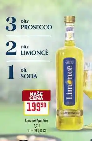 Billa Limoncé Aperitivo nabídka