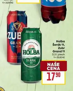 Billa Holba Šerák 11, Zubr Grand 11 0,51, plech nabídka
