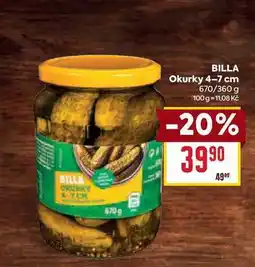 Billa BILLA Okurky 4-7 cm 670/360 g nabídka