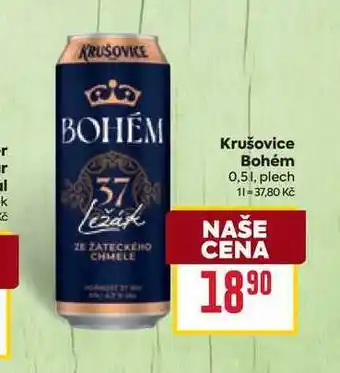 Billa Krušovice Bohém 0,51, plech nabídka