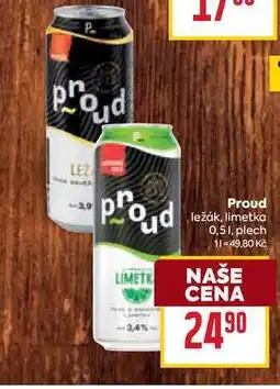 Billa Proud ležák, limetka 0,51, plech nabídka