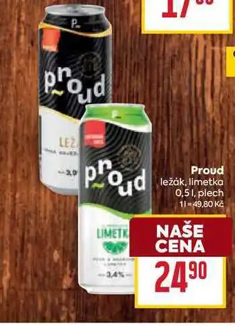 Billa Proud ležák, limetka 0,51, plech nabídka
