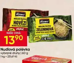 Hruška Hamé Nudlová polévka vybrané druhy nabídka