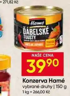 Hruška Konzerva Hamé vybrané druhy nabídka