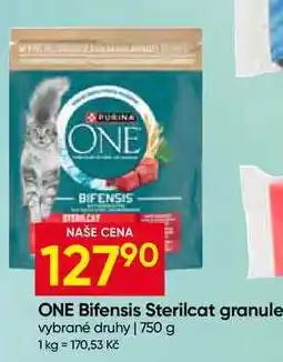 Hruška Purina ONE Bifensis Sterilcat granule vybrané druhy nabídka