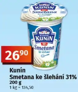 COOP TIP Kunín Smetana ke šlehání 31% nabídka