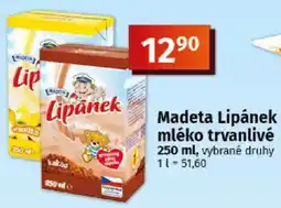 COOP TIP Madeta Lipánek mléko trvanlivé nabídka