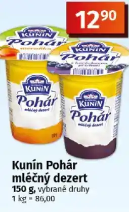 COOP TIP Kunín Pohár mléčný dezert nabídka
