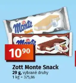 COOP TIP Zott Monte Snack nabídka