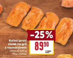Billa Kuřecí prsí steak na gril s rozmarýnem nabídka
