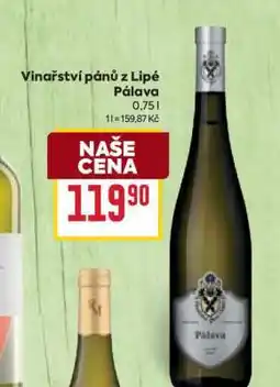 Billa Vinařství Pánů z Lipé Pálava nabídka