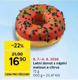 Tesco Letní donut s náplní meloun a citrus nabídka
