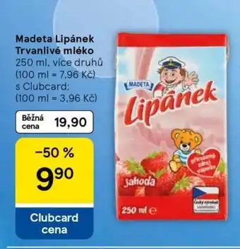 Tesco Madeta Lipánek Trvanlivé mléko nabídka