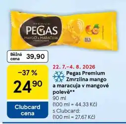 Tesco Pegas Premium Zmrzlina mango a maracuja v mangové polevě nabídka