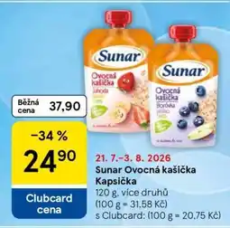 Tesco Sunar Ovocná kašička Kapsička nabídka