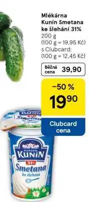 Tesco Mlékárna Kunín Smetana ke šlehání 31% nabídka